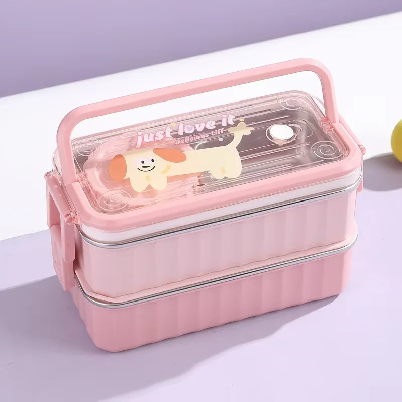 Inttox-🍱  Boîte à Lunch Enfant 2 Couches 🧒✨