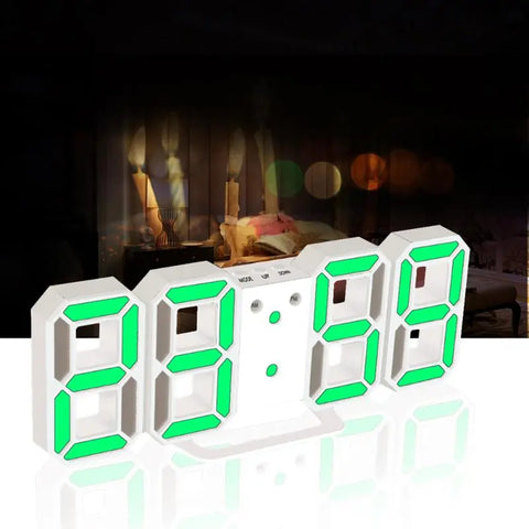 Inttox-Horloge Murale 3D LED au Design Moderne avec Fonction d'Alarme et Veilleuse - Inttox