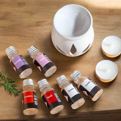 Inttox-🌿🕯️ Coffret Aromathérapie Complet – 12 Huiles Parfumées + Brûleur Céramique + Bougies ✨