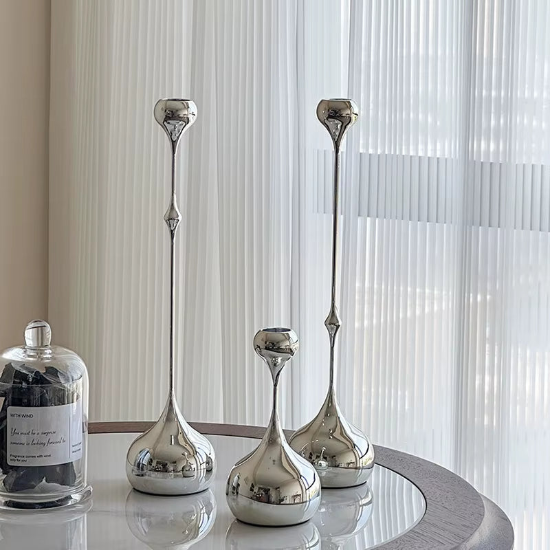 Inttox-Bougeoir en Argent Élégant – Chandelier Métal Romantique pour Décoration de Table et Mariage