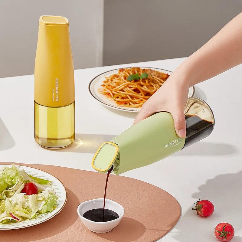 Inttox-Bouteille d'Huile de Cuisine en Faux Verre avec Bouchon à Ouverture par Gravité Automatique - Inttox