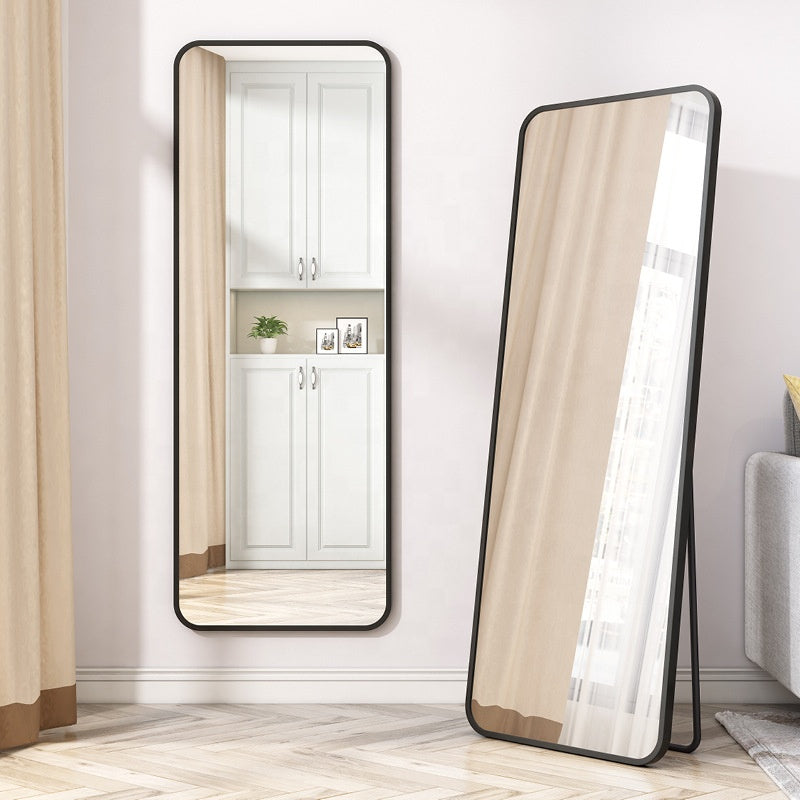 Inttox-💖 Miroir de Sol Plein Pied – Design Coin Arrondi ✨