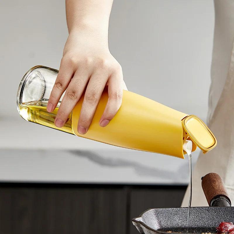 Inttox-Bouteille d'Huile de Cuisine en Faux Verre avec Bouchon à Ouverture par Gravité Automatique - Inttox