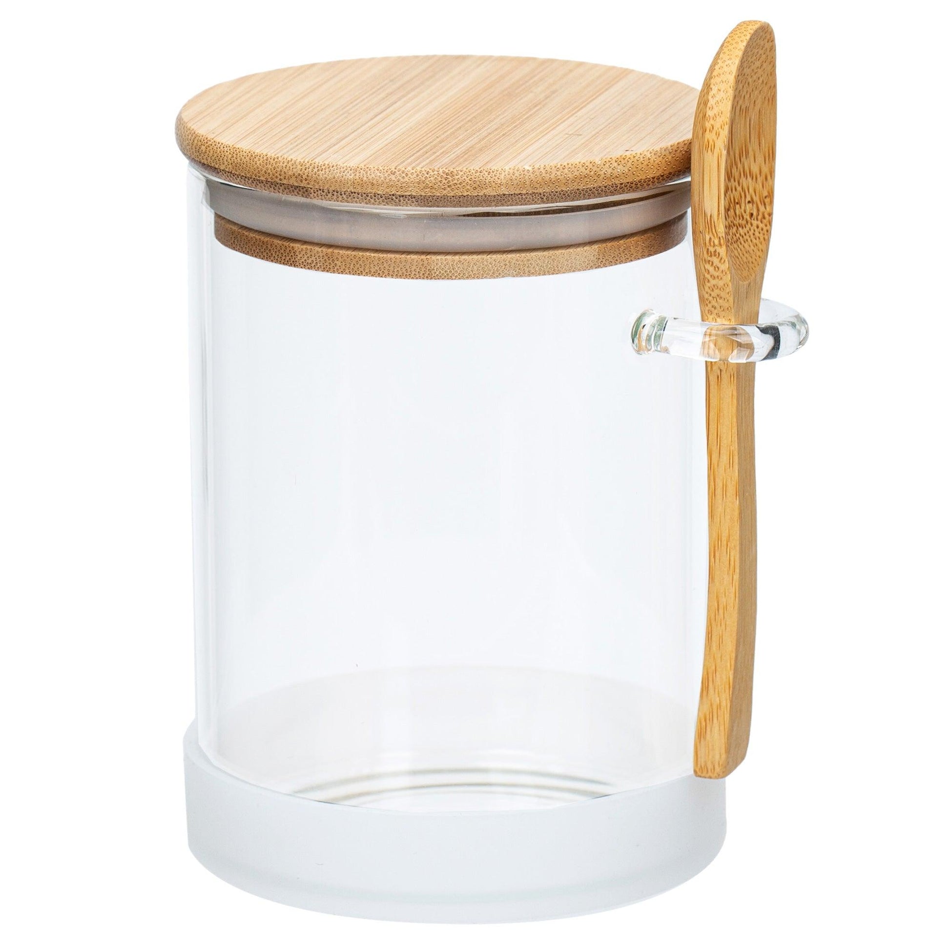 Inttox-Boîte de Rangement en Verre Transparent avec Cuillère en Bois - Inttox