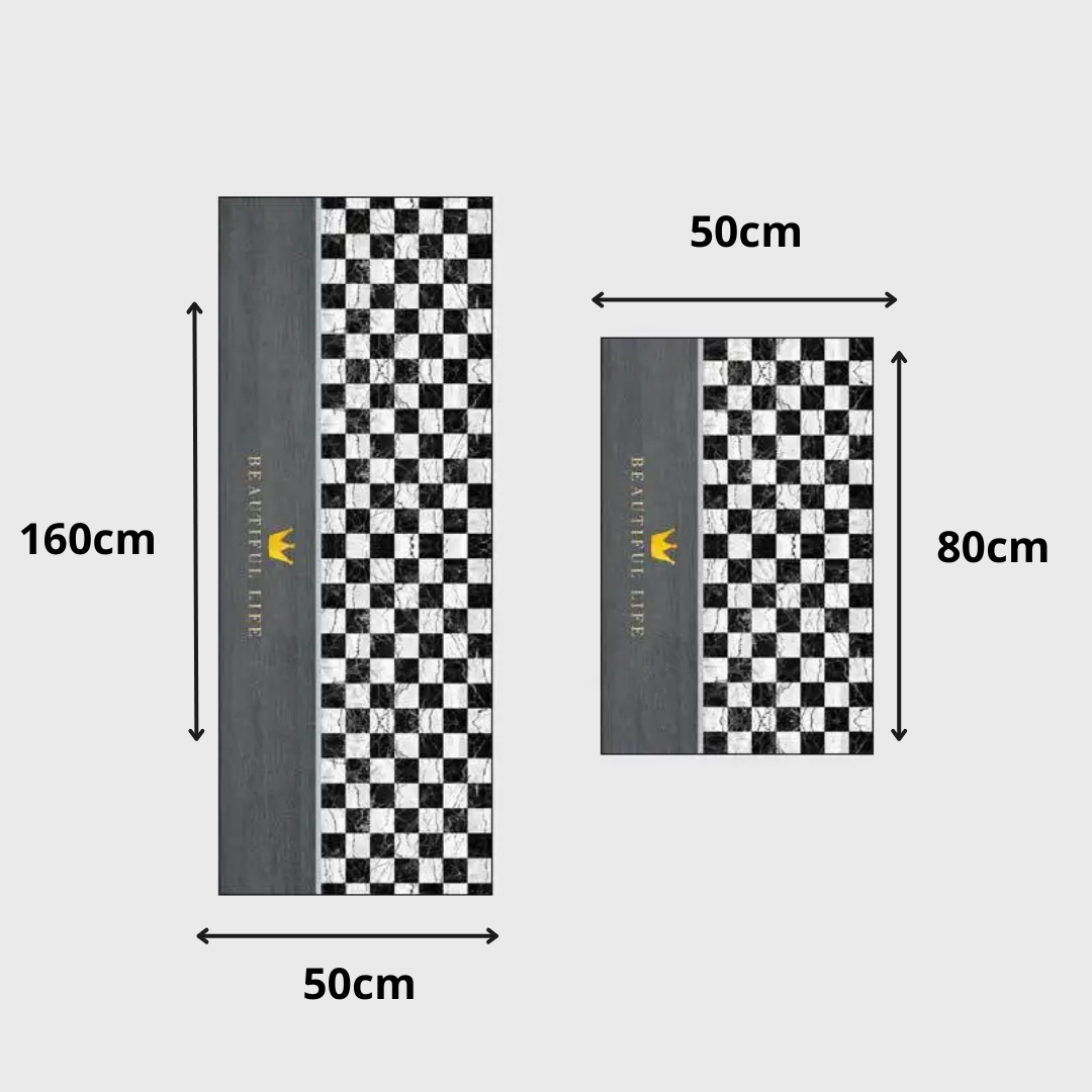 Inttox-Ensemble de 2 Tapis de Cuisine Imprimés en 3D – Tapis Confortables et Antidérapants