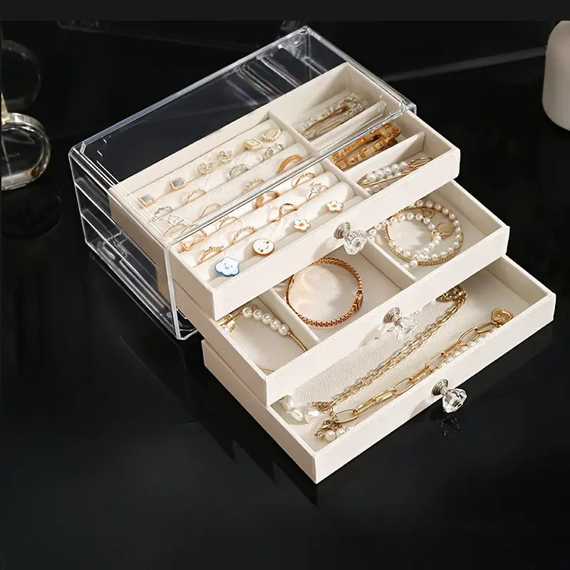 Boîte de Rangement Transparente en Acrylique  Présentoir Multicouche Grande Capacité pour Bijoux