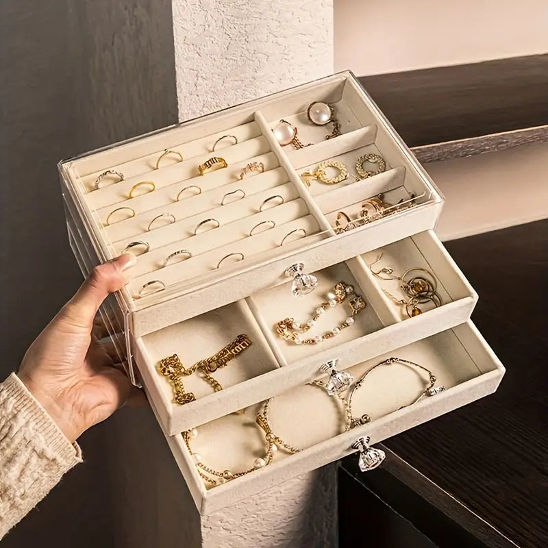 Boîte de Rangement Transparente en Acrylique  Présentoir Multicouche Grande Capacité pour Bijoux
