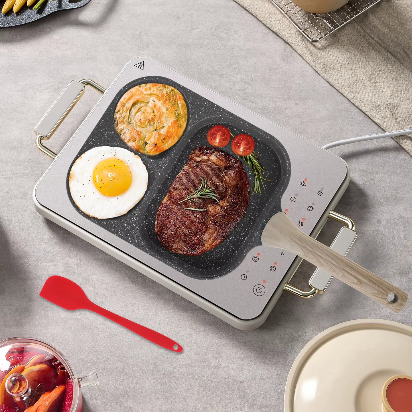 Inttox-Poêle à Frire Multifonction Antiadhésive 3-en-1 🥚🍔🥩