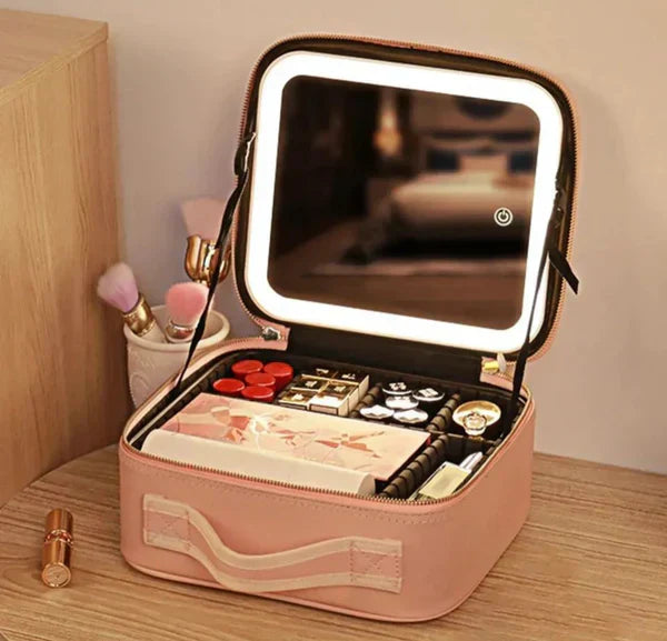 Inttox-💄 Sac de Maquillage avec Miroir Éclairé – Beauté & Praticité à Emporter 👜
