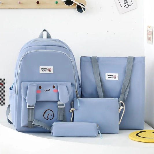 Inttox-🎒 Sac à Dos Femme Style Collégial ✨ Grande Capacité & Motif Dessin Animé 🐻🌸