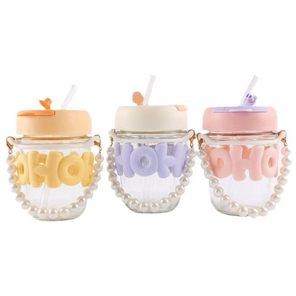 Inttox-💎 Tasse en Verre avec Chaîne de Perles – 4 piece  💎