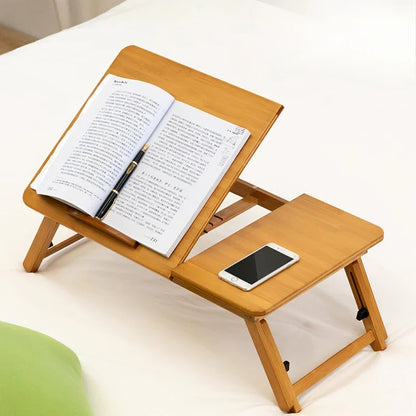 Inttox-💻🌿 Bureau Pliable en Bambou Portable 🛏️📚