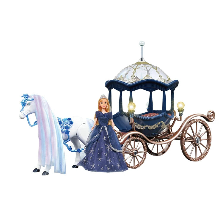 Inttox-Chariot de Princesse ✨ avec Poupée & Cheval Lumineux