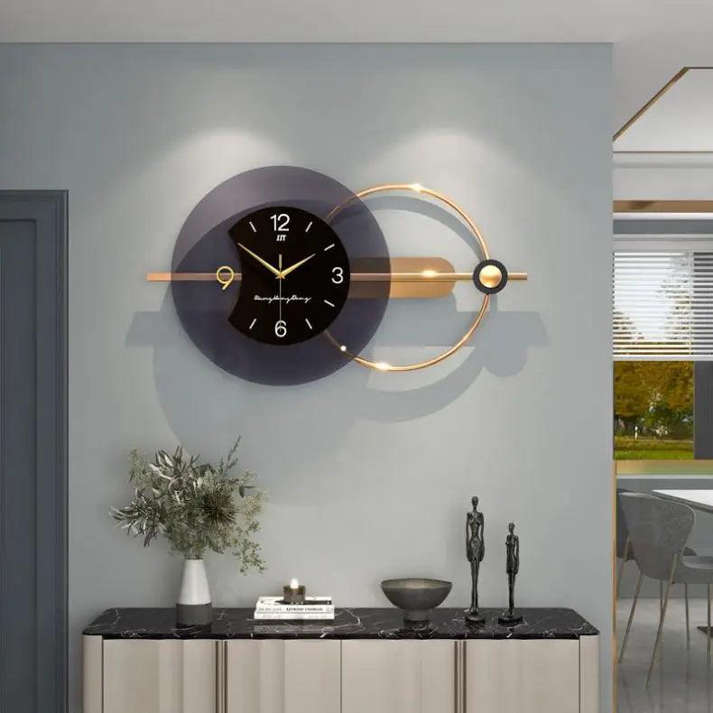 Inttox-Horloge murale de luxe en métal 3D surdimensionnée – Design moderne et personnalisé pour salon