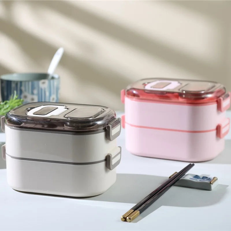 Inttox-🍱✨ Boîte à lunch double couche en acier inoxydable