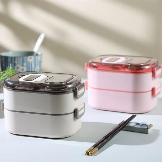 Inttox-🍱✨ Boîte à lunch double couche en acier inoxydable