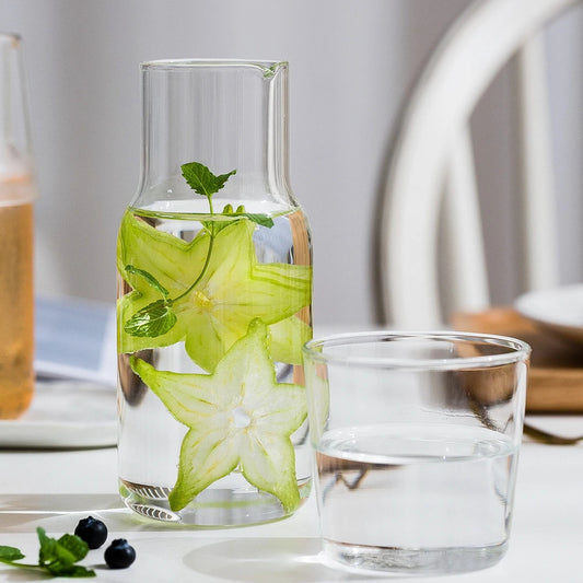 Inttox-Ensemble de Bouteilles d'Eau en Verre avec Tasse –  550 ml