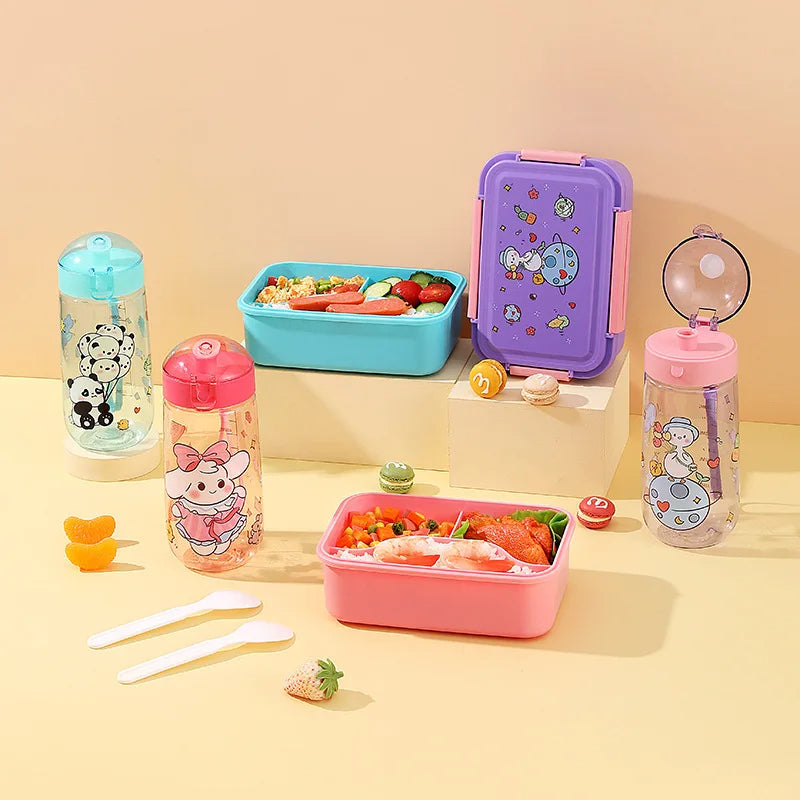 Inttox-🍱 Ensemble Boîte à Lunch & Bouteille d’Eau Enfant 🧃🐻