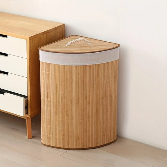 Inttox-🧺 Panier à Linge Sale Pliable en Bambou – Avec Couvercle | Organisation Maison & Buanderie ♻️✨
