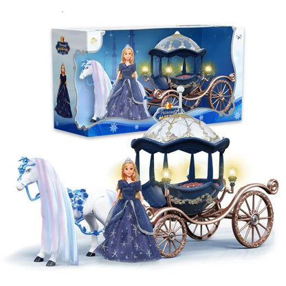 Inttox-Chariot de Princesse ✨ avec Poupée & Cheval Lumineux