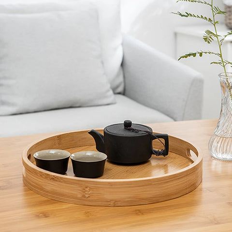 Inttox-Plateau de Service Rond en Bois - Inttox