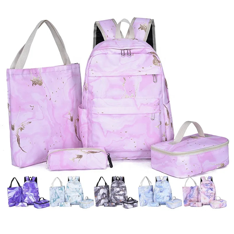 Inttox-🎒🦄 Sac à Dos 4-en-1 Mignon – Ensemble École Enfant & Femme