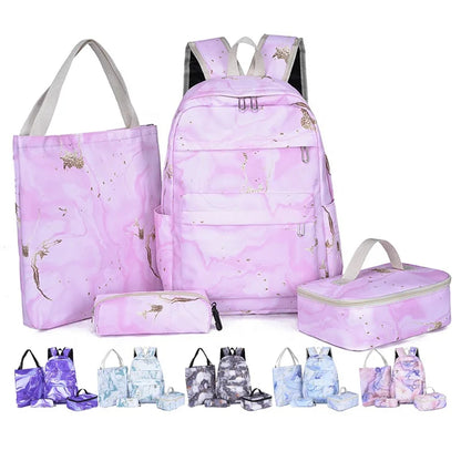Inttox-🎒🦄 Sac à Dos 4-en-1 Mignon – Ensemble École Enfant & Femme