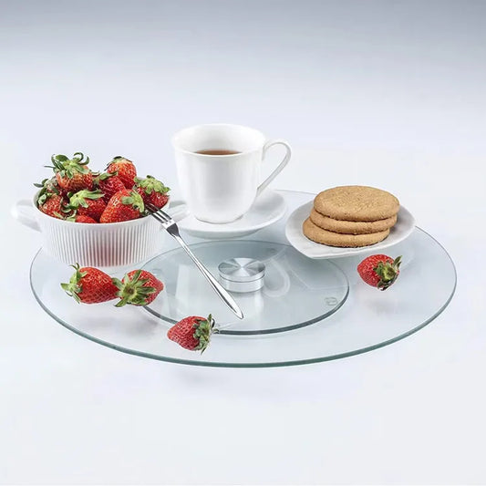 Inttox-Plateau à Gâteau Rotatif en Verre – Élégance & Praticité 🎂🌀 | Plateau de Service en Verre Personnalisé