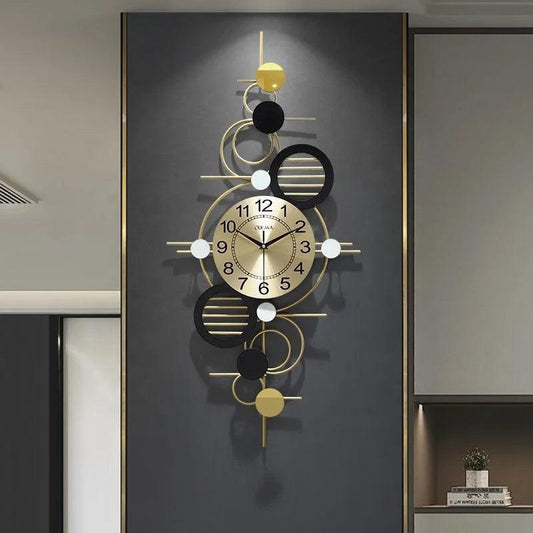 Inttox-Horloge murale à quartz en métal doré – Design élégant, moderne et léger