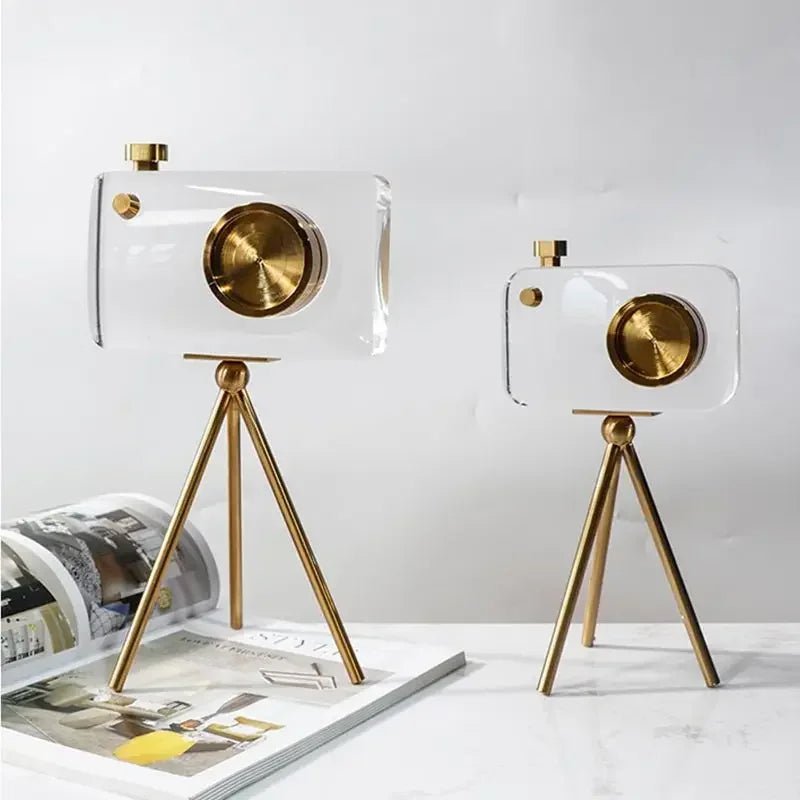 Inttox- 📷 Caméra en Cristal – Ornement Déco Nordique Luxe pour Salon, Bureau ou Chambre