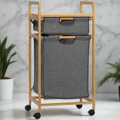 Inttox-🧺  Panier à Linge en Bambou avec 2 Sacs Amovibles 🪵👕