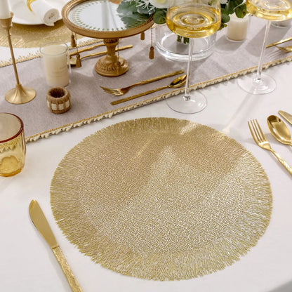 Inttox-Tapis Rond Doré en Relief – Style Européen Élégant 🏛️🍴 6 piece