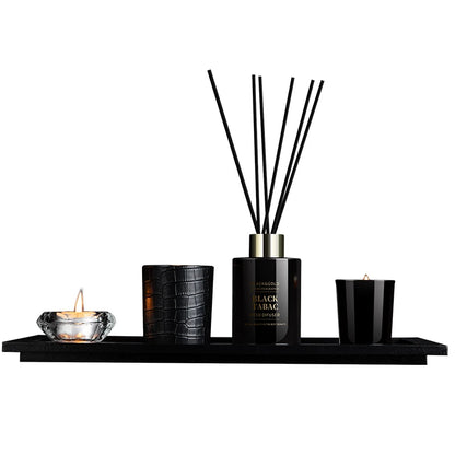 Inttox-🕯️✨Bougie Noire & Diffuseur de Luxe avec Plateau en Bois 🪵
