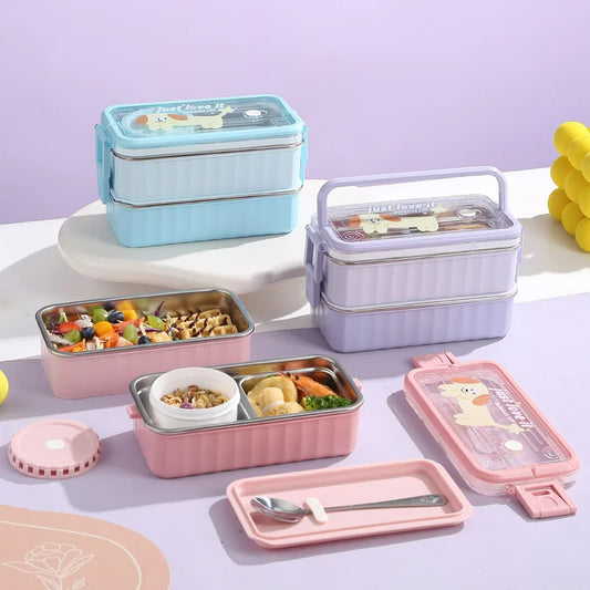 Inttox-🍱  Boîte à Lunch Enfant 2 Couches 🧒✨