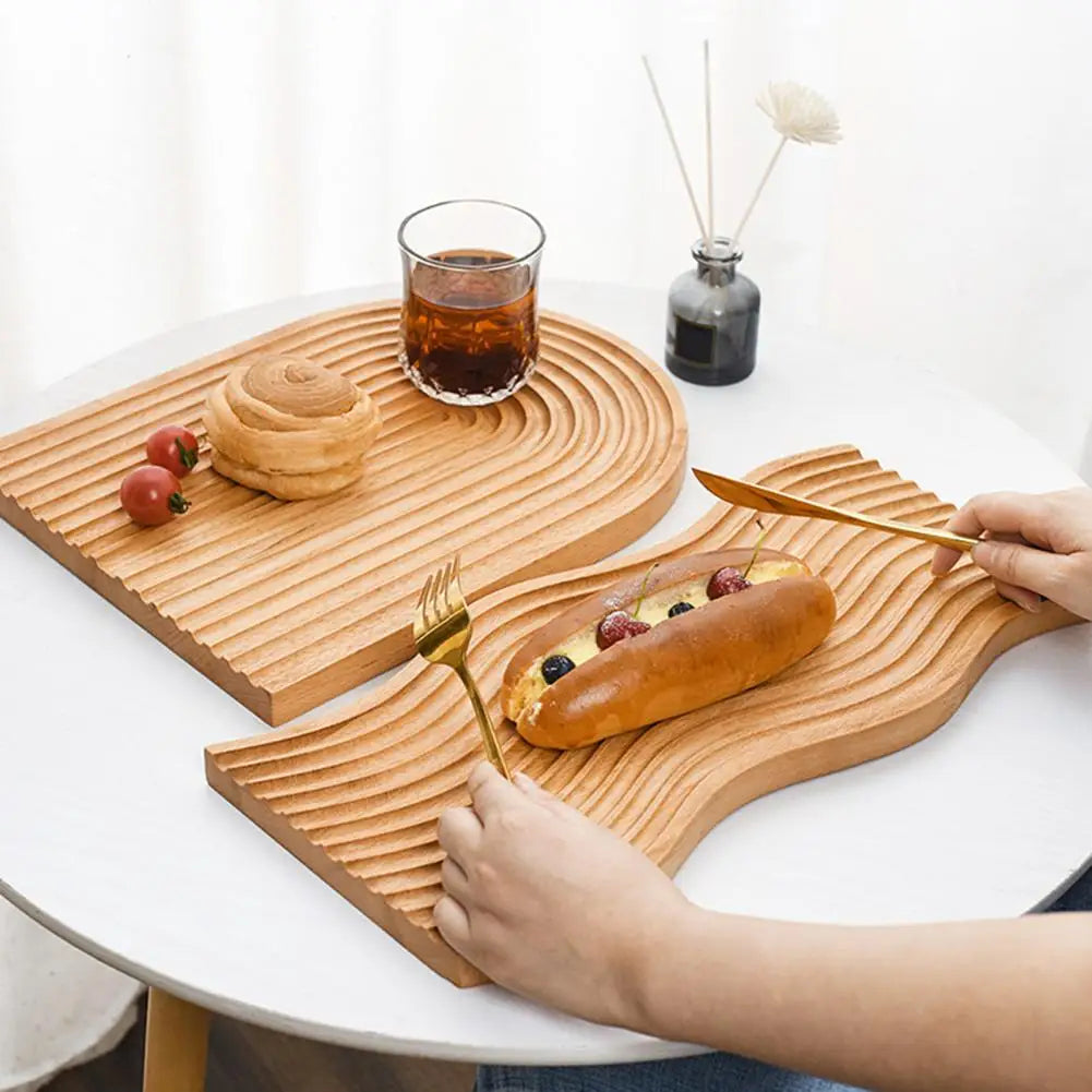 Inttox-🪵🍇 Planche à Découper en Bois — Plateau de Service Rond pour Fruits & Fromage