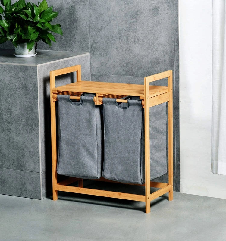 Inttox-🧺🌿 Panier à Linge en Bambou – Organisateur Élégant pour Salle de Bain 🛁✨