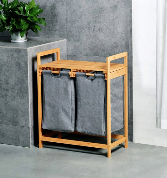 Inttox-🧺🌿 Panier à Linge en Bambou – Organisateur Élégant pour Salle de Bain 🛁✨