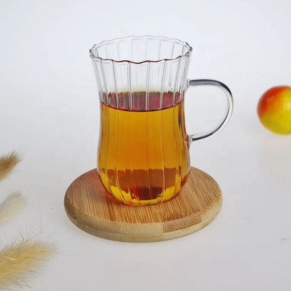 Inttox-✨ Ensemble de Tasses à Thé en Verre Borosilicaté avec Planches en Bois 🌿☕