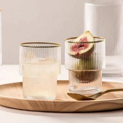 Inttox-Ensemble de 6 tasses à jus en verre moderne avec bordure dorée