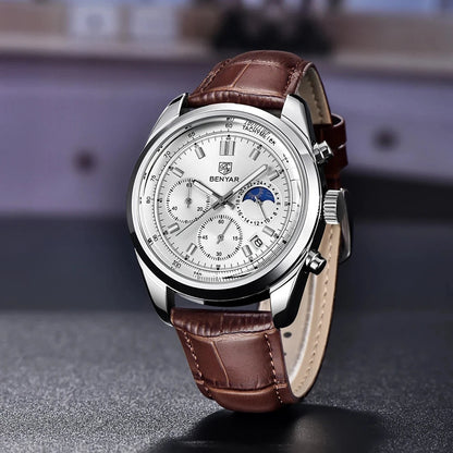 ⌚ Top Marque BENYAR – Montre Chronographe de Luxe pour Hommes ⌚ | Quartz Précis | Sport & Élégance | Lumineuse 🌟 | Étanche 💧 | Relogio Masculino