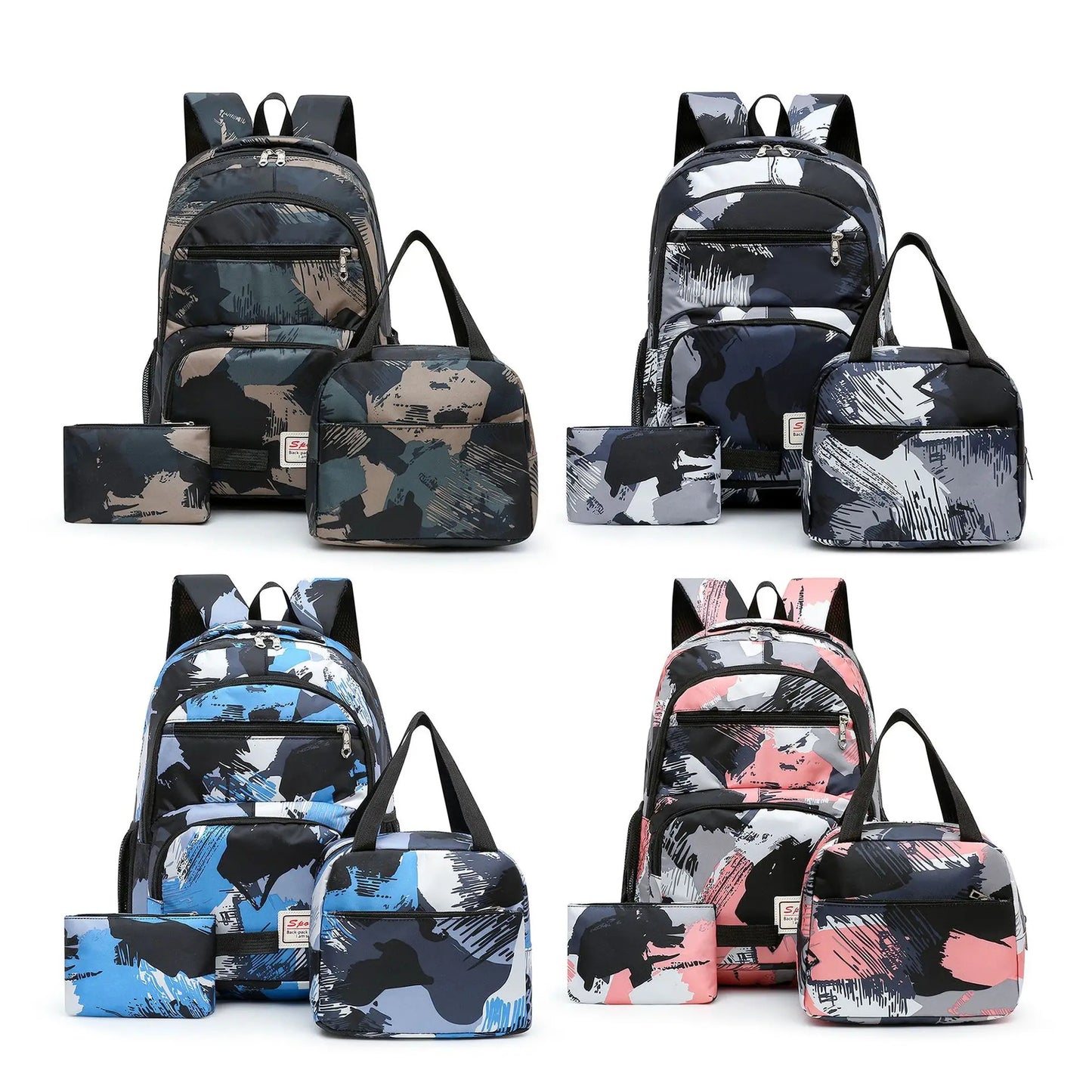 Inttox-🎒🍱✏️  Sac à dos, boîte à lunch étanche & trousse - 3 pièces