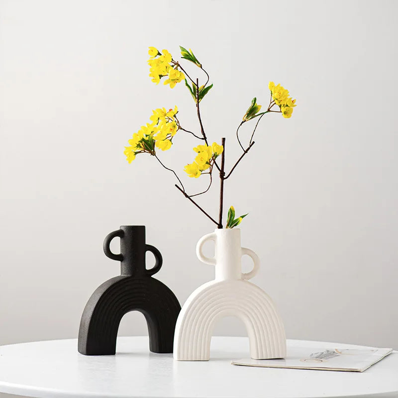 Inttox-Vase en Céramique Abstrait – Style Scandinave Minimaliste 🌿🖼️