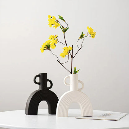 Inttox-Vase en Céramique Abstrait – Style Scandinave Minimaliste 🌿🖼️