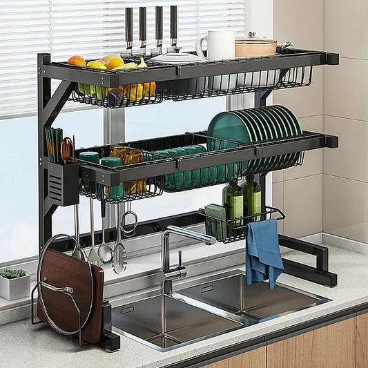 Inttox-Grand Organisateur Extensible en Acier Inoxydable 2 étage