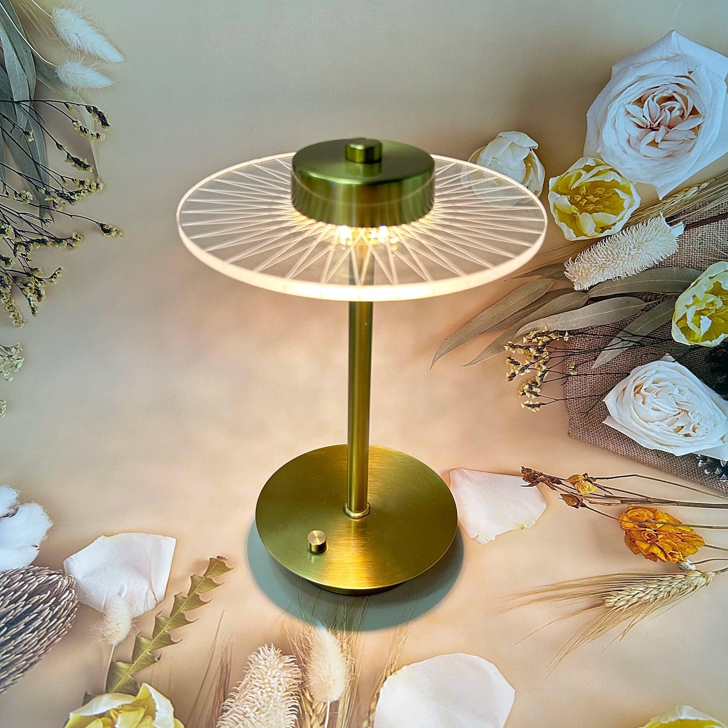 Inttox-Lampe de Table LED en Métal Rayé Lotus à Commande Tactile