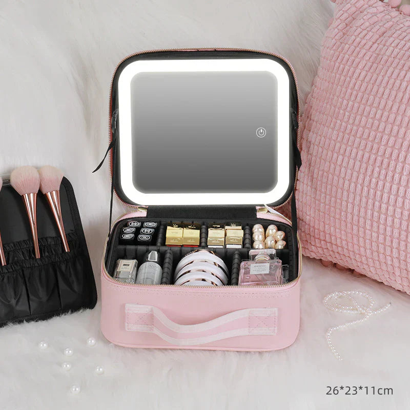Inttox-💄 Sac de Maquillage avec Miroir Éclairé – Beauté & Praticité à Emporter 👜