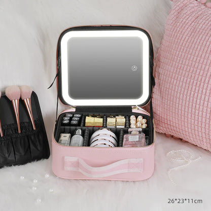 Inttox-💄 Sac de Maquillage avec Miroir Éclairé – Beauté & Praticité à Emporter 👜