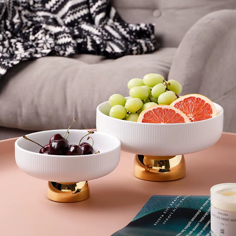 Inttox-Assiette à Pieds Hauts en Céramique – Présentoir Élégant pour Fruits, Desserts & Salades 🍇🍰