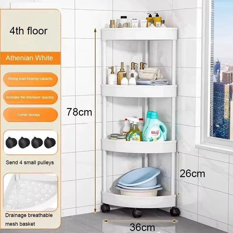 Inttox-Étagère d'Angle Mobile Multicouche pour Cuisine et Salle de Bain - Rangement Vertical du Plafond au Sol