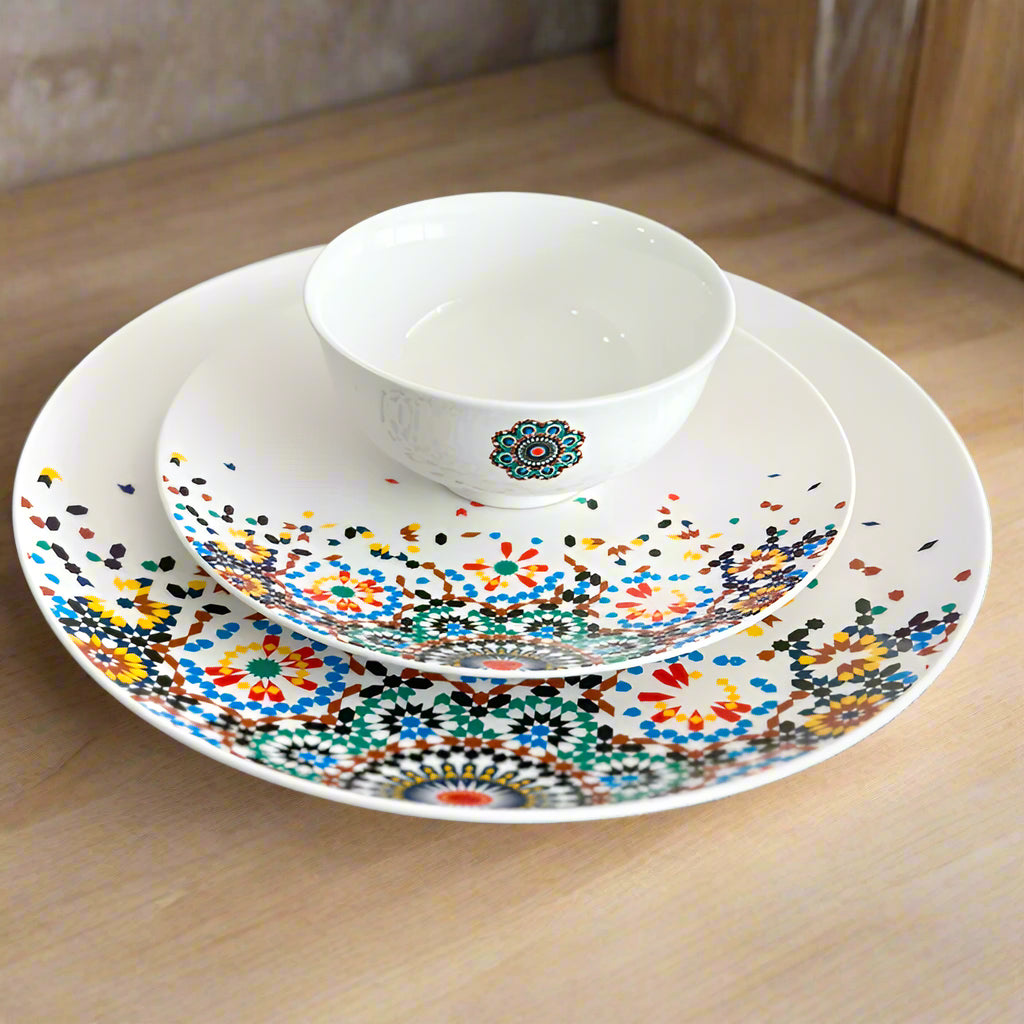 Inttox-🍽️ Service de Table 18 Pièces – Design Floral Coloré 🌸✨